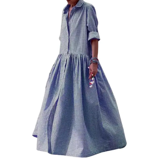 WREN™ – Vintage Plaid Flared Shirt Dress