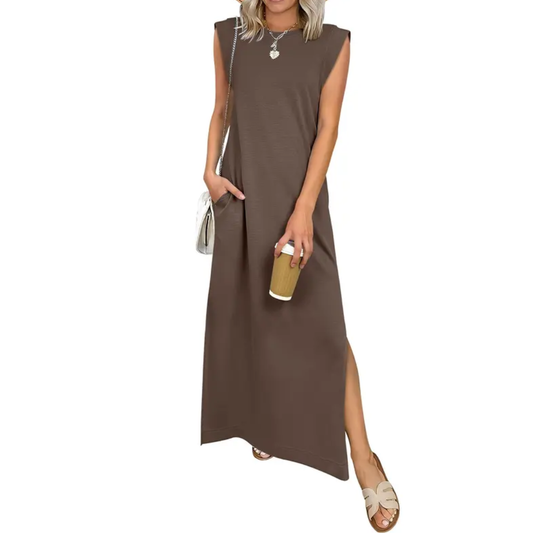 BREEANA™ – Relaxed Sleeveless Split Maxi Dress