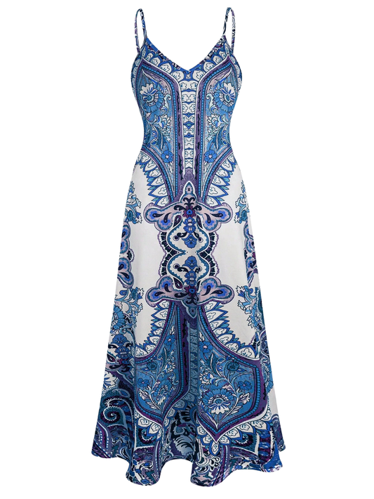 OTTILIE™ – Boho Floral Print Sleeveless Dress