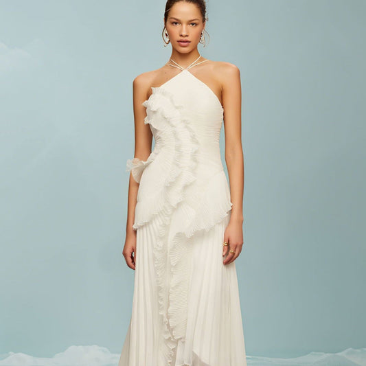 QUINTESSA™ - Elegant Halter Neck Lotus Summer Maxi Dress
